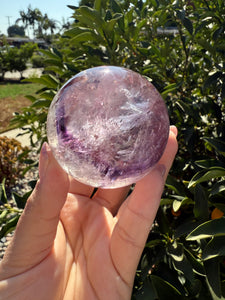 Natural Phantom Amethyst Crystal Sphere – Unique Purple Striped Amethyst,A62