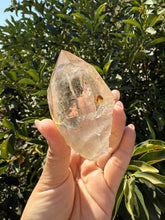 Load image into Gallery viewer, Himalayan Quartz Crystal Point from India on Handcrafted Wooden Base,A124
