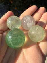 Load image into Gallery viewer, 4pcs Fluorite Mini Spheres ,Mini Green Fluorite Crystal Sphere
