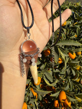 Load image into Gallery viewer, Handcrafted Crystal Ball Pendant Necklace with Deer Antler and Chain Details
