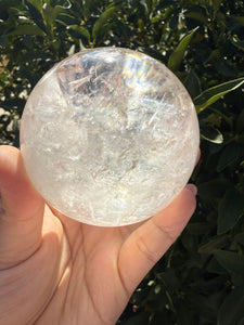 Large Rainbow Clear Quartz Crystal Sphere – Natural Healing Stone Ball- A43