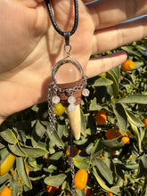 Load image into Gallery viewer, Handcrafted Crystal Ball Pendant Necklace with Deer Antler and Chain Details
