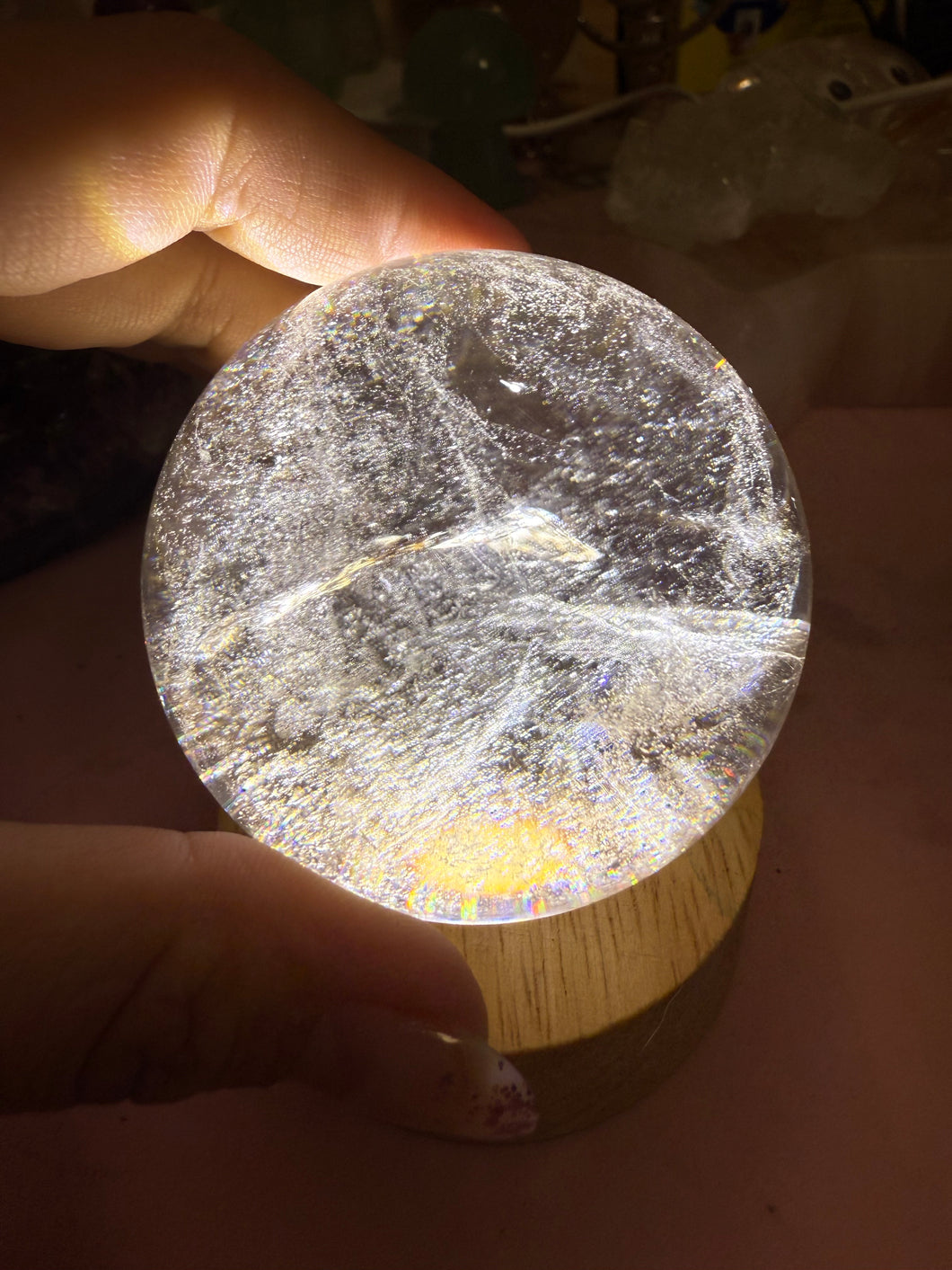 Rainbow Clear Quartz Crystal Sphere,Natural Healing Stone Ball,A116