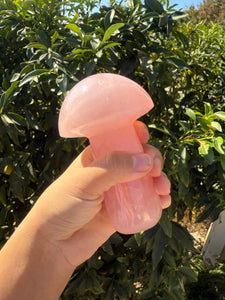 Large Rose Quartz Mushroom Crystal Sculpture