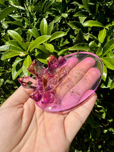 Yellow Purple Crystal Cluster Shiny Resin Oval Tray