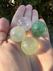 4pcs Fluorite Mini Spheres ,Mini Green Fluorite Crystal Sphere