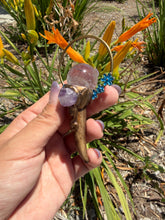 Load image into Gallery viewer, Deer Antler Crystal Wand,Black Tourmalinated Quartz Sphere Amethyst Wand
