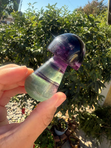 Dark Purple Green Fluorite Mushroom