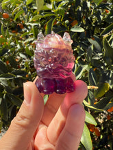 Load image into Gallery viewer, Yellow Purple Candy Fluorite Dancing Lion Carving,Fluorite Kirin
