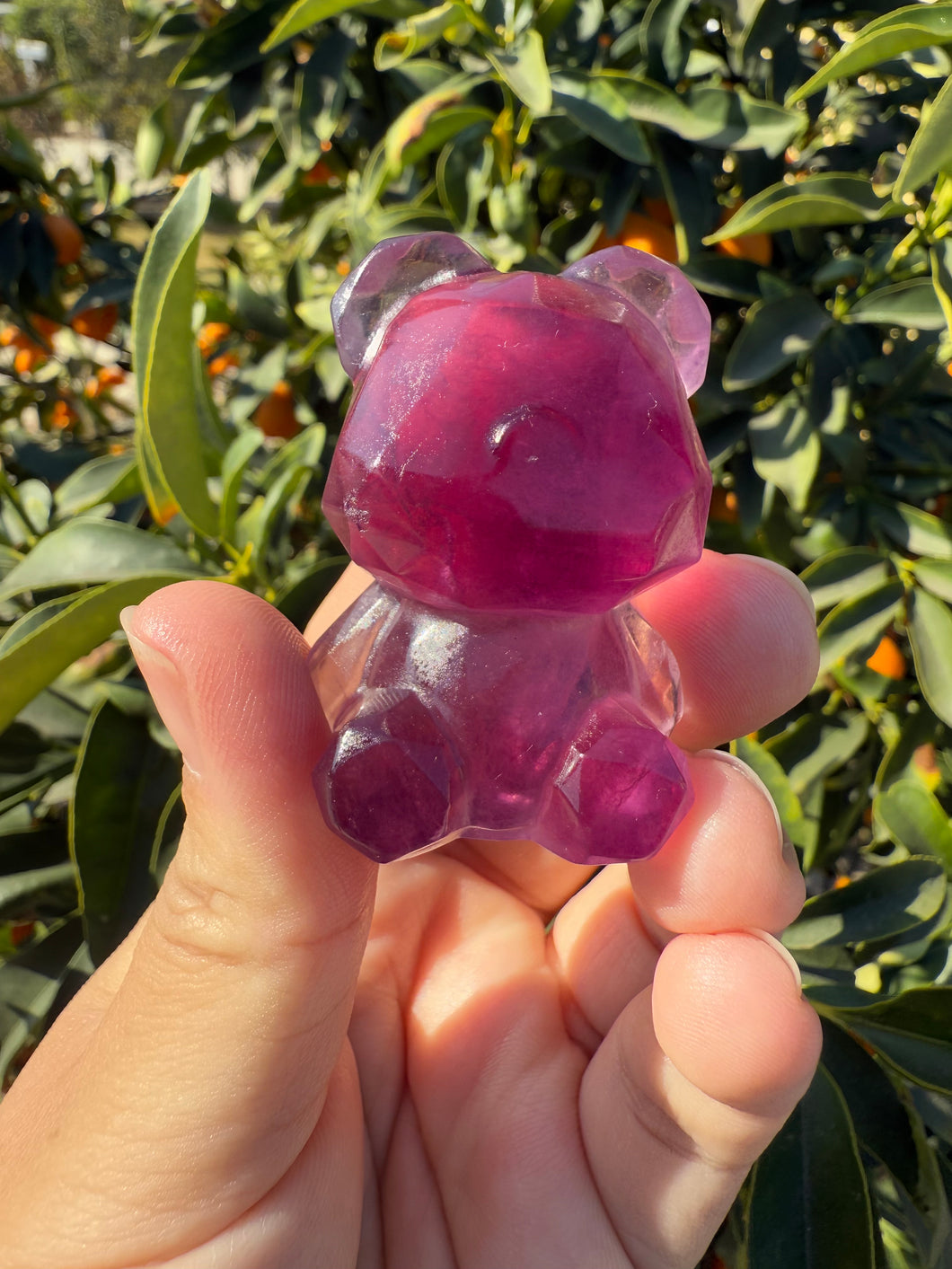 No prefect On Sale!Natural Pink Candy Fluorite Geometric Bear Carving