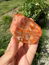 Load image into Gallery viewer, Hematite Quartz Crystal | Orange Flower Inclusions Rainbow Flash, A337
