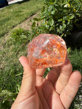 Load image into Gallery viewer, Hematite Quartz Crystal | Orange Flower Inclusions Rainbow Flash, A338

