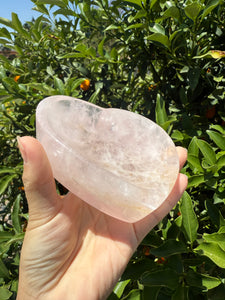 Heart Rose Quartz Crystal Bowl, Polished Rose Quartz Dish-Rose Quartz Tray