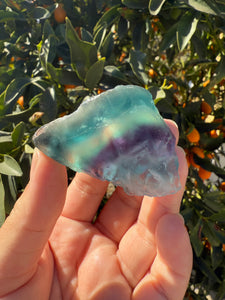 Small Triangular Blue and Purple Feather Fluorite Stone - Snowflake Fluorite