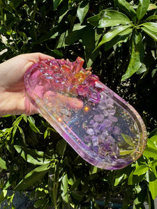 Purple Yellow Crystal Shiny Resin Tray