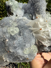 Load image into Gallery viewer, Green Fluorite with Sparkling Quartz and Calcite Double Mixed Mineral Specimen
