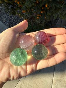 4pcs Fluorite Mini Spheres , Mini Rainbow Fluorite Crystal Sphere