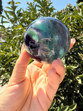Load image into Gallery viewer, Green Purple Candy Fluorite Sphere, Stunning Rainbow Watermelon Ball,A112
