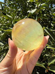 Lemon Yellow Candy Fluorite Sphere, Stunning Green Fluorite Ball,A113