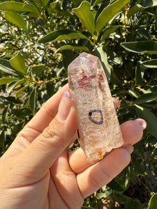 Trigonic Enhydro Quartz from Madagascar,Crystal Point with Water Inclusion,A98