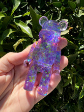 Load image into Gallery viewer, Shiny purple Yellow toy bear Handmade resin sculpture
