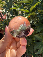 Load image into Gallery viewer, High-Grade Garden Quartz Crystal Sphere with Rainbow Inclusions
