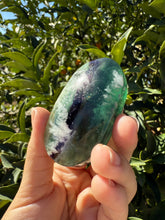 Load image into Gallery viewer, Natural Feather Fluorite Palm Stone,Snowflake Quartz Fluorite Palm Stone,A182
