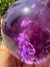 Load image into Gallery viewer, Chevron Amethyst Sphere with Goethite Inclusions,Davis Effect, A65
