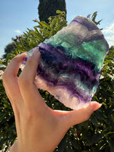 Load image into Gallery viewer, Natural Rainbow Fluorite Slab,Green Purple Fluorite Crystal Slice,A96
