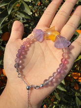 Load image into Gallery viewer, Handmade Fluorite Beaded Bracelet with Star and Wing Charms
