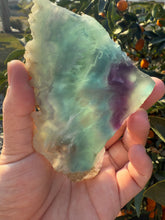 Load image into Gallery viewer, Triangular Blue and Purple Feather Fluorite Mineral Specimen,Fluorite slab
