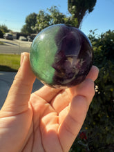 Load image into Gallery viewer, Dark purple Green Fluorite Crystal Ball
