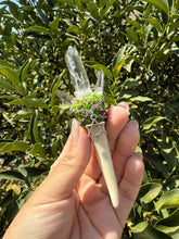 Load image into Gallery viewer, Handmade Crystal Wand – Lemurian Quartz &amp; Vera Cruz Amethyst with Deer Antler
