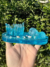 Load image into Gallery viewer, Sea blue mermaid tea light holder, jewelry tray
