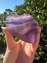 Load image into Gallery viewer, Purple Fluorite Heart Dish,Crystal Trinket Tray,Carved Fluorite Heart Plate,B130
