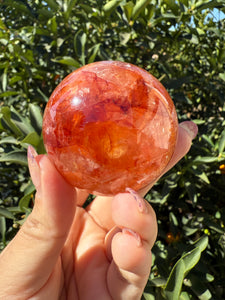 Vibrant Fire Quartz Crystal Sphere,Hematoid Quartz Red Orange Crystal Ball, A103