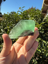 Load image into Gallery viewer, Triangular Green and Purple Feather Fluorite Mineral Specimen
