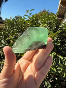 Triangular Green and Purple Feather Fluorite Mineral Specimen