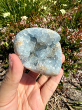 Load image into Gallery viewer, Celestite Geode Heart Blue Crystal Cluster Natural Raw Specimen Healing,A463
