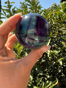 Green Purple Candy Fluorite Sphere, Stunning Rainbow Watermelon Ball,A112