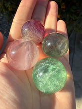 Load image into Gallery viewer, 4pcs Fluorite Mini Spheres , Mini Rainbow Fluorite Crystal Sphere
