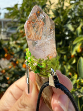 Load image into Gallery viewer, Pocket Deer Antler Red Mud Skeletal Quartz Crystal Wand Necklace
