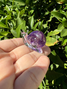 Mini Size Amethyst Snail Handmade resin sculpture