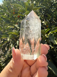 Garden Quartz Crystal Point Tower – Clear Quartz with Unique Inclusions, A82