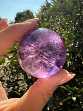 Load image into Gallery viewer, Chevron Amethyst Sphere with Goethite Inclusions,Davis Effect, A70
