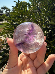 Natural Phantom Amethyst Crystal Sphere – Unique Purple Striped Amethyst,A62