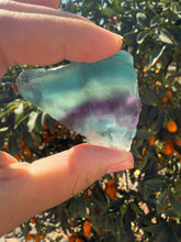 Load image into Gallery viewer, Small Triangular Blue and Purple Feather Fluorite Stone - Snowflake Fluorite
