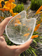 Load image into Gallery viewer, Cat Head Clear Quartz Offering Bowl,Crystal Quartz Altar Bowl,Crystal Tray,B153

