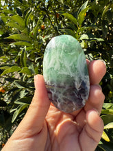 Load image into Gallery viewer, Natural Feather Fluorite Palm Stone,Snowflake Quartz Fluorite Palm Stone,A181
