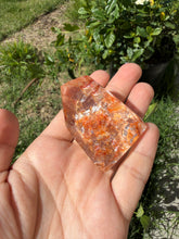 Load image into Gallery viewer, Hematite Quartz Crystal | Orange Flower Inclusions Rainbow Flash, A334
